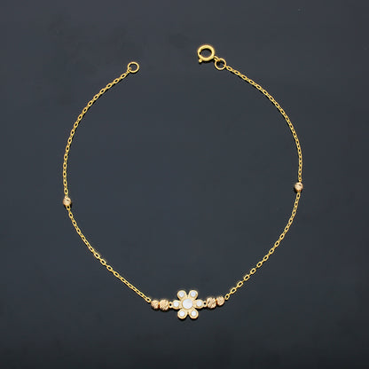 Gold Beads and Flowers Bracelet 21KT - FKJBRL21KU6046