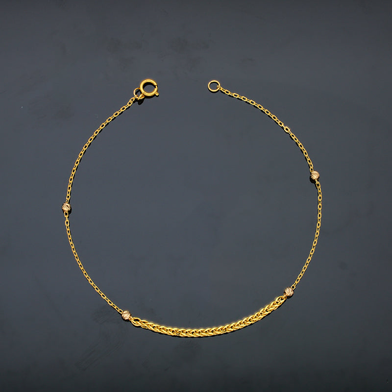 Gold Wheat Bracelet 21KT - FKJBRL21KU6047