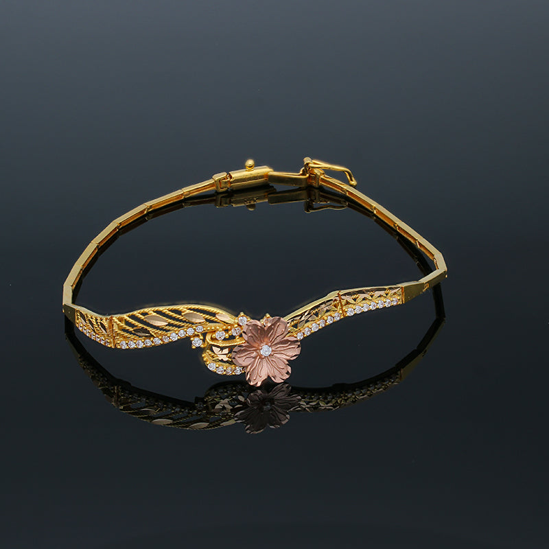 Gold Flower Shaped Bracelet 21KT - FKJBRL21KU6049