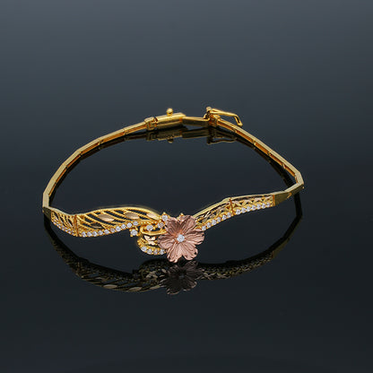 Gold Flower Shaped Bracelet 21KT - FKJBRL21KU6049