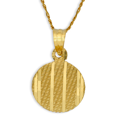 Gold Round Shaped Pendant Set (Necklace and Earrings) 21KT - FKJNKLST21KU6071