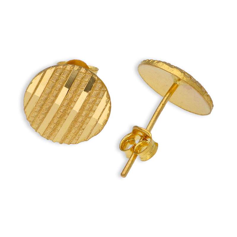 Gold Round Shaped Pendant Set (Necklace and Earrings) 21KT - FKJNKLST21KU6071