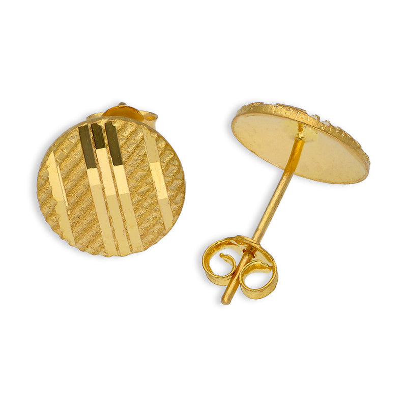 Gold Round Shaped Pendant Set (Necklace and Earrings) 21KT - FKJNKLST21KU6070