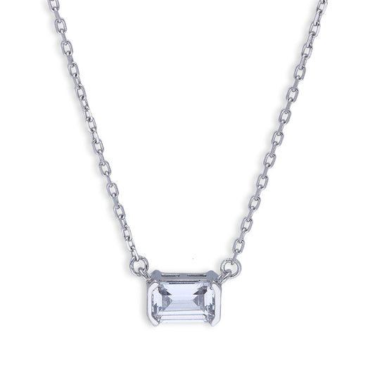 Sterling Silver 925 Solitaire Necklace - FKJNKLSLU6091