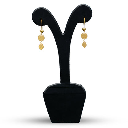 Gold Drop Earrings 21KT - FKJERN21KU3167