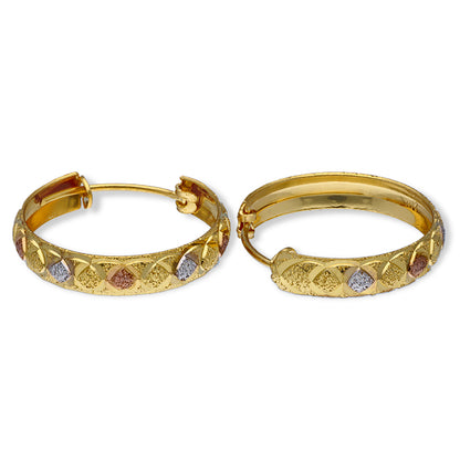 Gold Tri Tone Clip on Hoop Earrings 21KT - FKJERN21KU3164