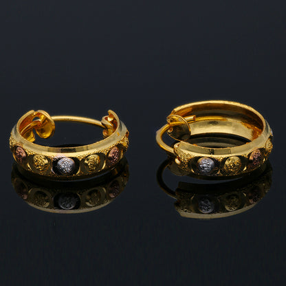 Gold Tri Tone Clip on Hoop Earrings 21KT - FKJERN21KU3162