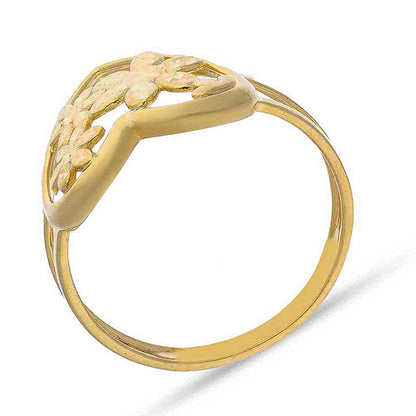 Gold Flowers In Heart Ring 18KT - FKJRN18KU2080