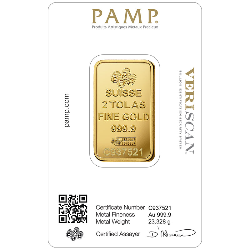 Pamp Suisse Queen Fortuna 2 Tola Gold Bar 24KT - FKJGBR24K2180