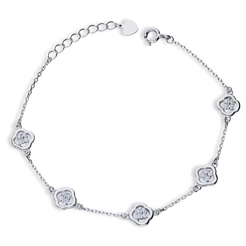 Sterling Silver 925 Flowers Bracelet - FKJBRLSLU1021