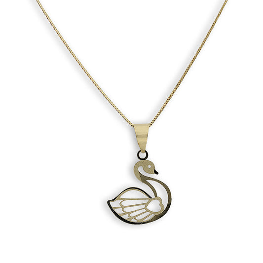 Gold Necklace (Chain with Swan with Heart Pendant) 18KT - FKJNKL18K2295