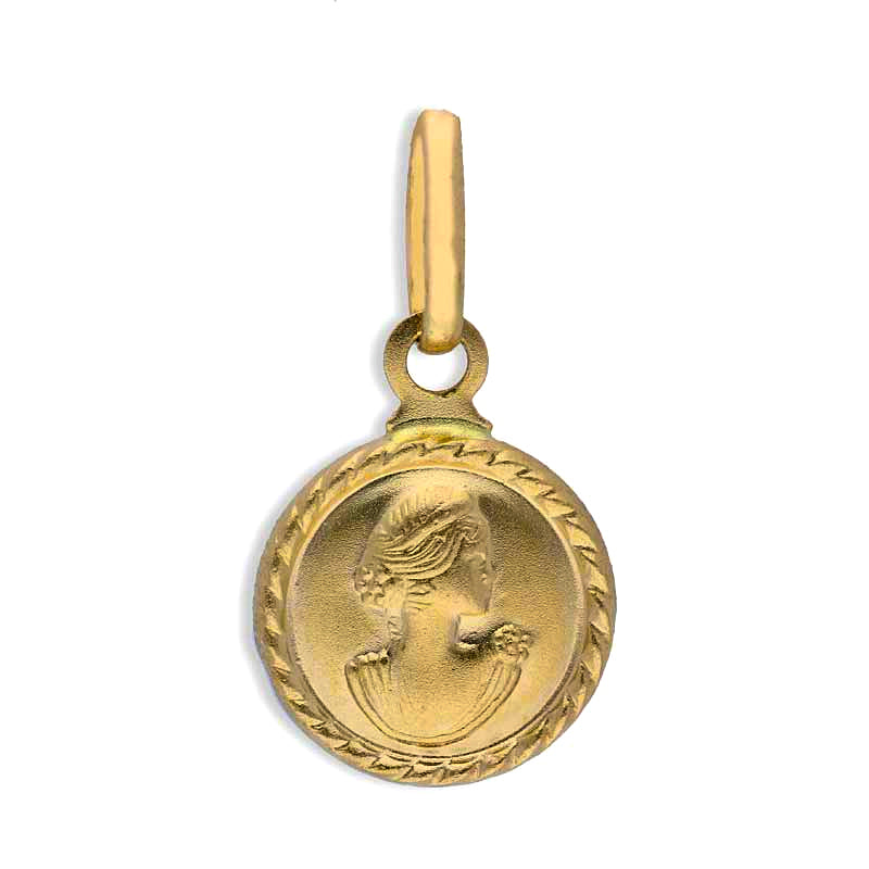 Gold Queen Round Shaped Pendant 18KT - FKJPND18KU1105
