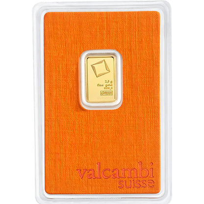 Valcambi Suisse 2.5 Gram Gold Bar 24KT - FKJGBR24K2163